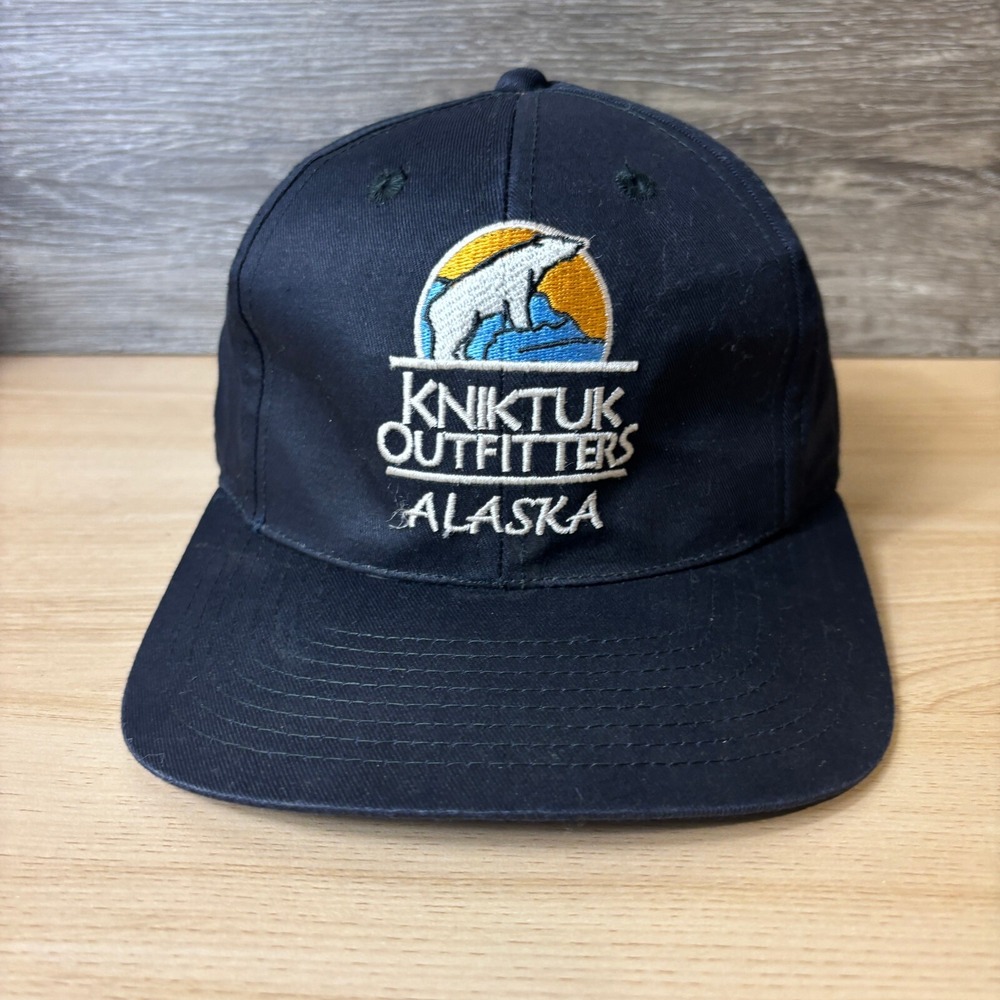Vintage Kniktuk Outfitters Hat Cap Snap Back Black Trucker Alaska Adjustable